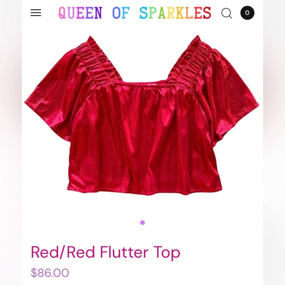 Queen of Sparkles Red Flutter Top
